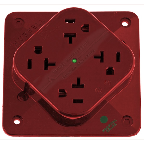 Straight Blade Receptacle, 5-20R, 20 A, 125V AC, 2 Pole, 3 Wire, Grounded